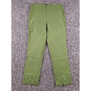 Crown & Ivy Womens Sz 12 Slim Leg Pull On Dress Pants Olive Green NEW